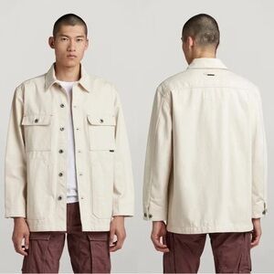 G-Star Raw Men's Relaxed Fit Chore Workwear Denim Jacket in ECRU White Medium